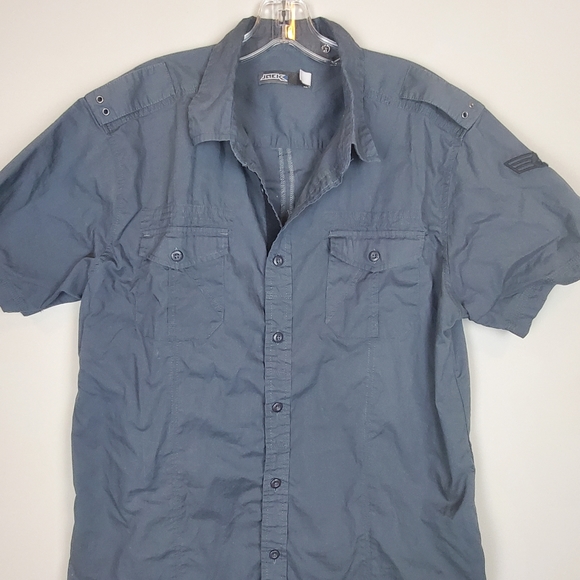 Jack Grey Military Style Button Down - Picture 2 of 7